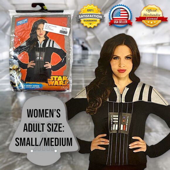 Disney Star Wars Darth Vader Fleece Costume Hoodie - WOMENS S/M (up to size 8) - Picture 1 of 13